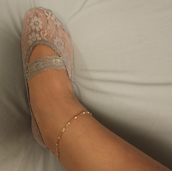 Grey Lace No Show Boat Socks - Picture 3 of 5